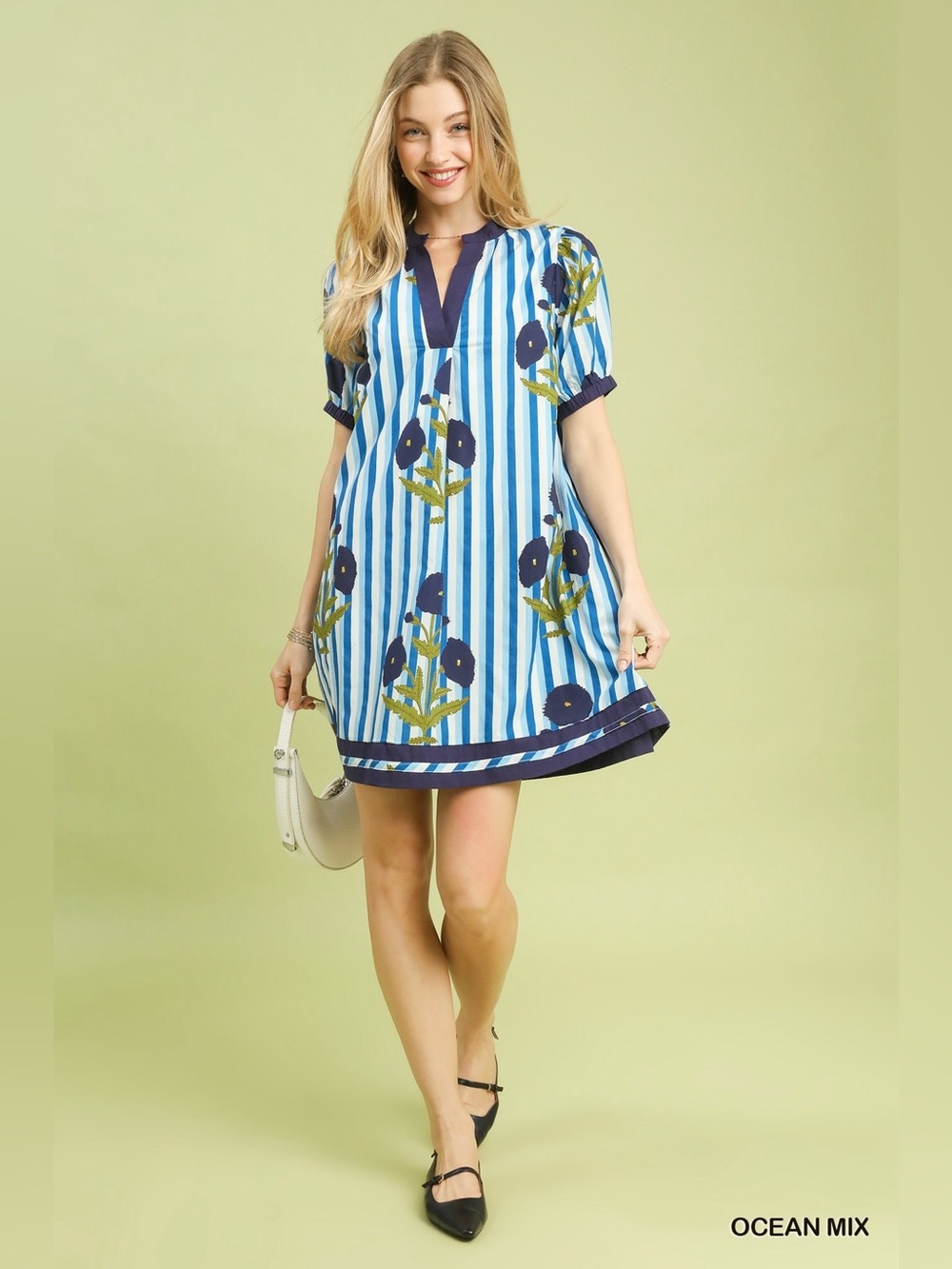 Umgee Mix Floral Stripe Contrast Dress🛍️
